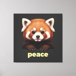 Toile Illustration mignonne de Panda Rouge "Paix" pour e