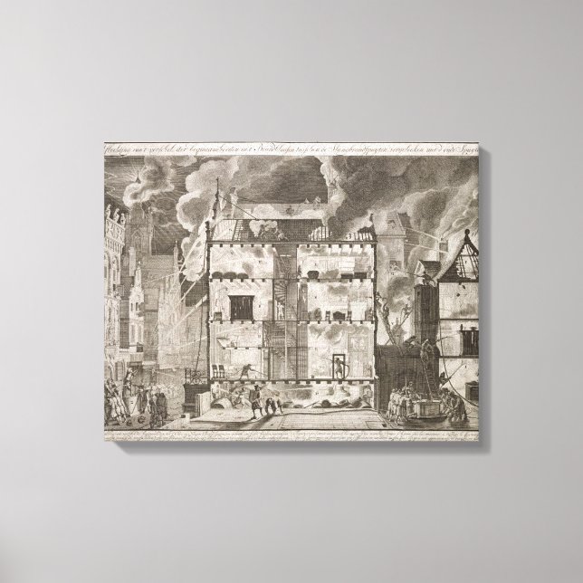 Toile Illustration showing new long fire hoses could (Recto)