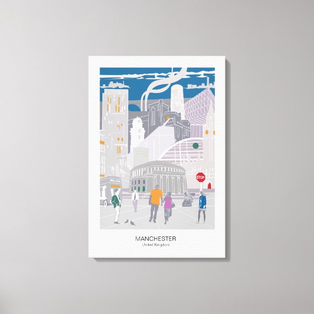 Toile Illustration Skyline Manchester Canvas (Recto)