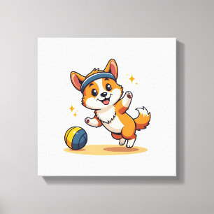 Toile Illustration vectorielle de chien de volley-ball C