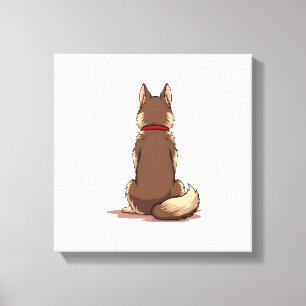 Toile Illustration vintage vue arrière chien husky marro