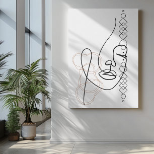 Toile Illustrations Abstraites d'une ligne en marron