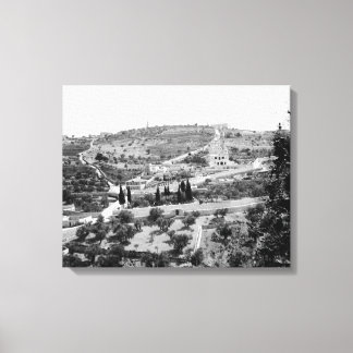 Toile Image vintage du Mont des Oliviers, Jérusalem