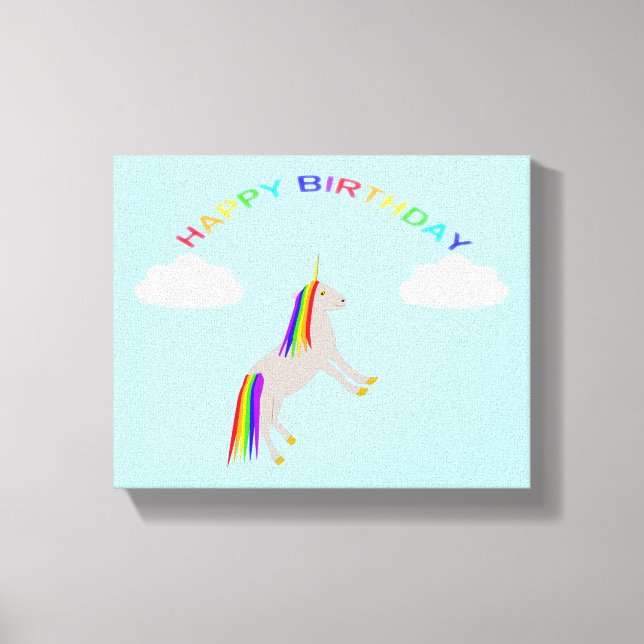 Toile Imaginaire Anniversaire Unicorne arc-en-ciel et nu (Recto)