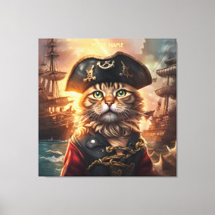 Toile Imaginaire Cute Chat Pirate Casquette