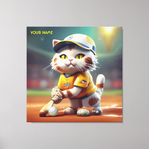 Toile Imaginaire Cute Chat Softball Uniforme