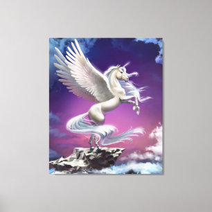 Toile Imaginaire de licorne blanche magique