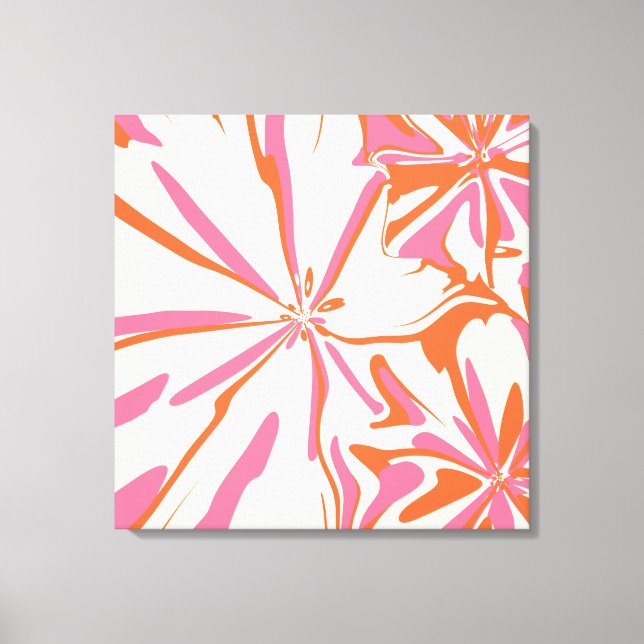 Toile Imaginaire Floral - rose, orange et crème (Recto)