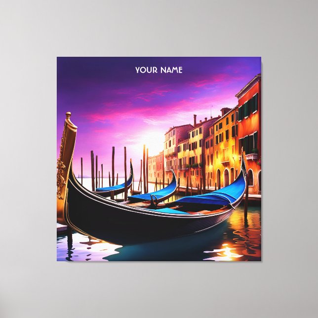 Toile Imaginaire Joli Vivid Venise Gondola coucher de so (Recto)