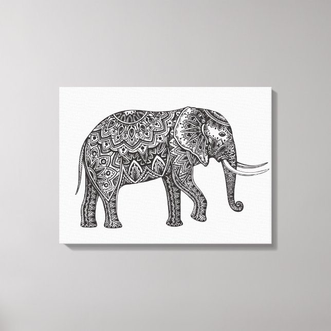 Toile Imaginaire stylisé Eléphant Doodle 6 (Recto)