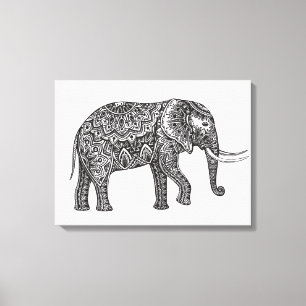 Toile Imaginaire stylisé Eléphant Doodle 6