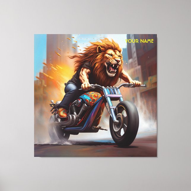 Toile Imaginaire Vélo D'Équitation Lion Cute (Recto)