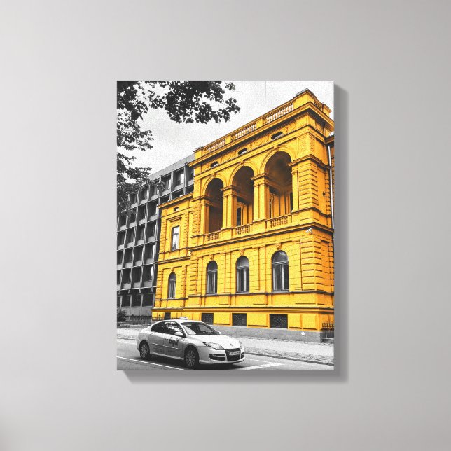 Toile Immeuble de ville Jaune Photographie couleur minim (Recto)