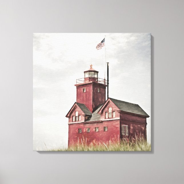 Toile Impressionnisme du phare rouge (Recto)
