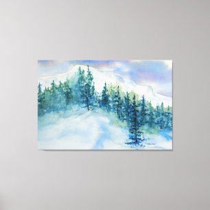 Toile Impressionniste artistique Snowy Mountain Scene