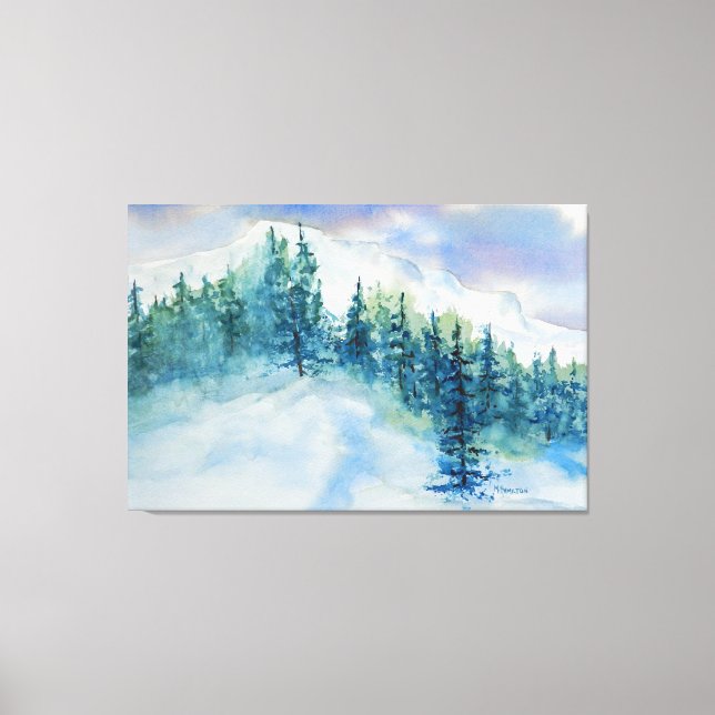 Toile Impressionniste artistique Snowy Mountain Scene (Recto)