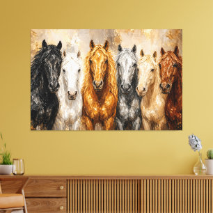 Toile imprimée au couteau palette Chevaux Harmonie