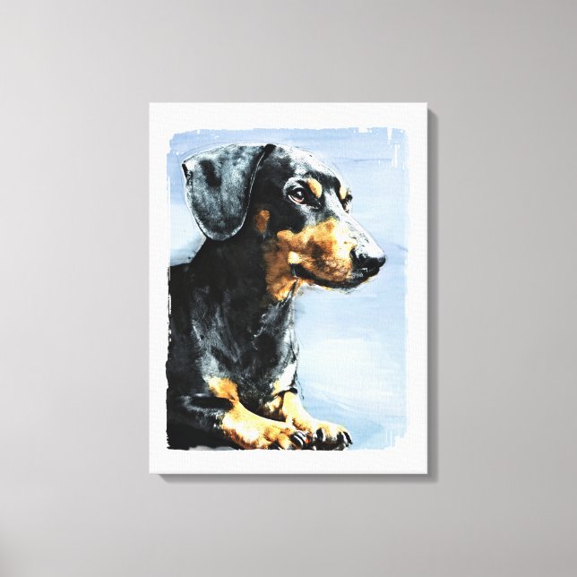 Toile Imprimer à partir de la peinture d'un Dachshund (Recto)