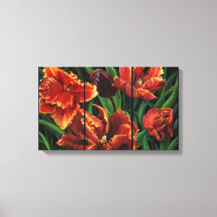 Toile Imprimer "Parrot Tulips Triptyque"