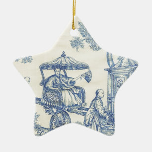 Toile in Blue & White Ceramic Ornament