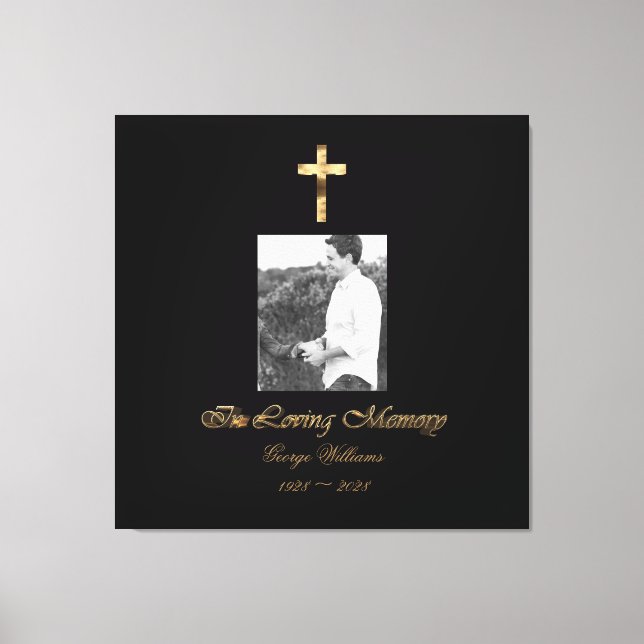 Toile In Love Memory Faux Gold Cross Ajouter une photo (Recto)