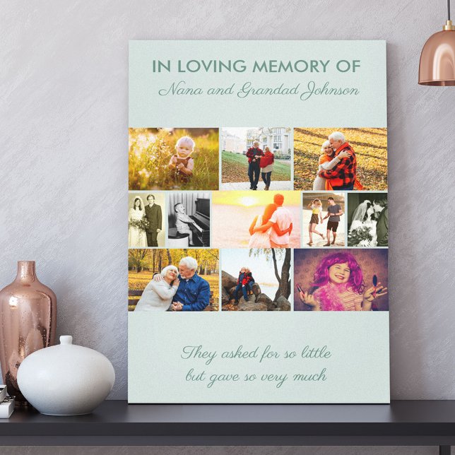 Toile In Loving Memory Custom 11 Photo Collage Vert (Créateur téléchargé)