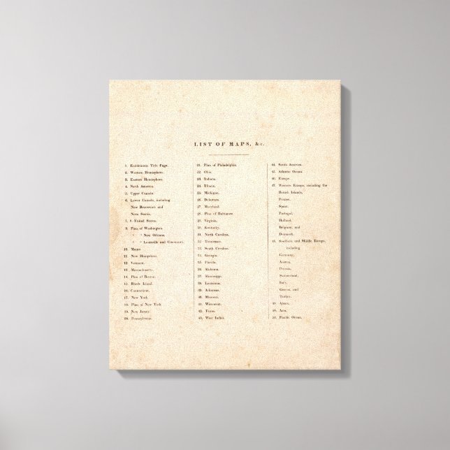 Toile Index de l'Atlas général du monde (Recto)