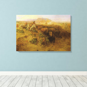 Toile Indiens vintages, Chasse au bison par CM Russell