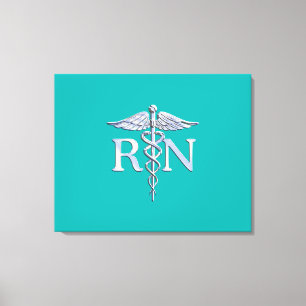 Toile Infirmière autorisée RN Caduceus sur Turquoise