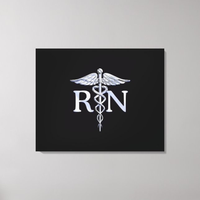 Toile Infirmière inscrite RN Silver Caduceus en noir (Recto)