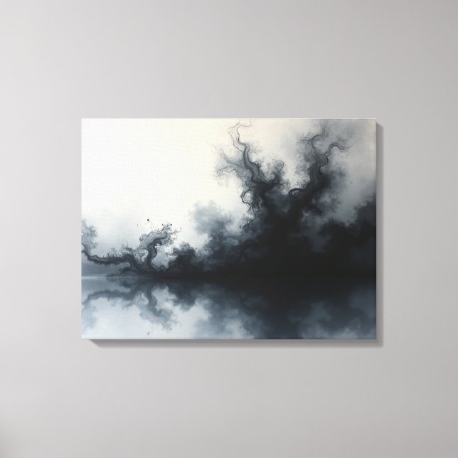 Toile Inkstorm – Monochrome Abstract Fluid Art 24"x18" (Recto)