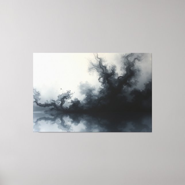 Toile Inkstorm – Monochrome Abstract Fluid Art 60"x40" (Recto)