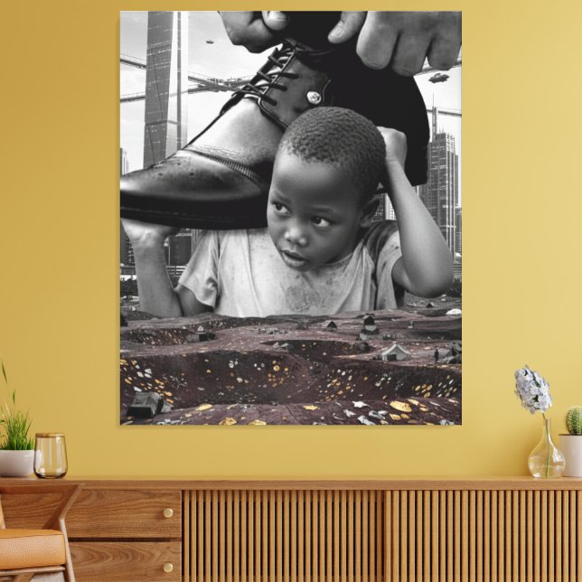 Toile Innocence and Dreams - African Boy with Shoe (Insitu(Salon))