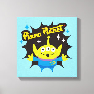 Toile Insigne de la planète de la pizza Alien stylisée