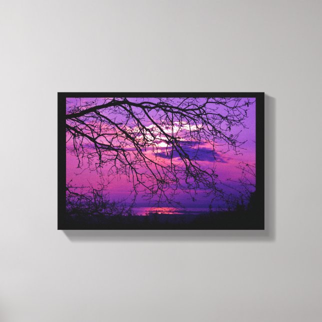 Toile Intense et Vive - Paysage du coucher de soleil vio (Recto)