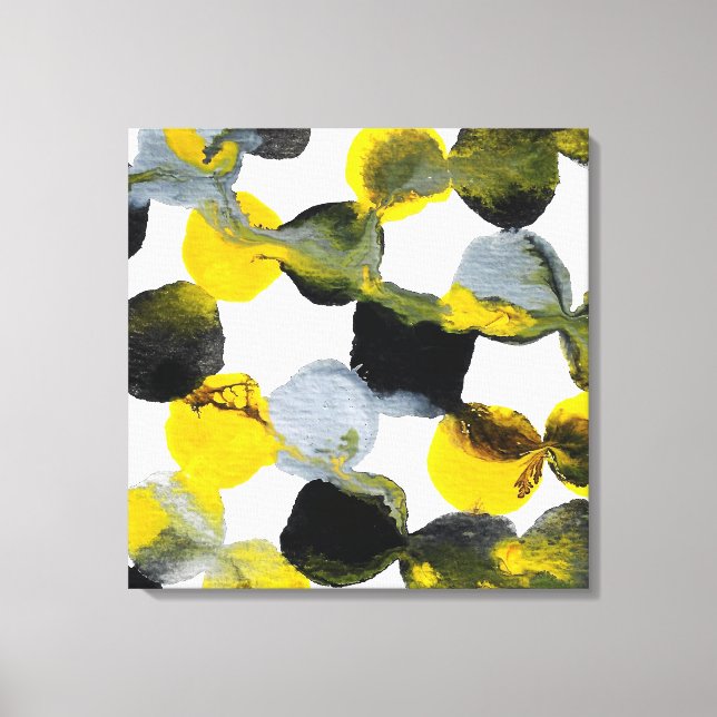 Toile Interactions Jaune, Gris et Noir Motif (Recto)