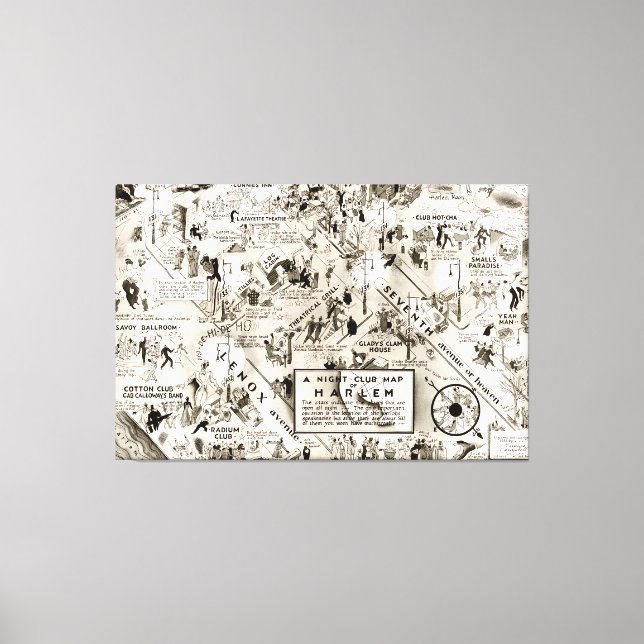 Toile Interdiction Era Harlem, New York Speakeasy Map (Recto)