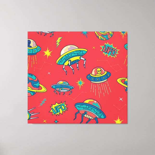 Toile Inventaires d'espace UFO rétro (Recto)