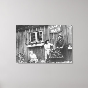 Toile Invités en dehors d'un bâtiment paresseux de ranch
