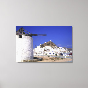 Toile Ios, Grèce. Beau et croustillant, blanc et