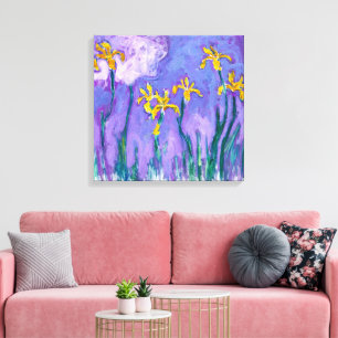 Toile Irises jaunes avec nuage rose   CLAUDE MONET  
