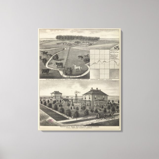 Toile Isaac Mulholland Ranch and Residence, Kansas (Recto)