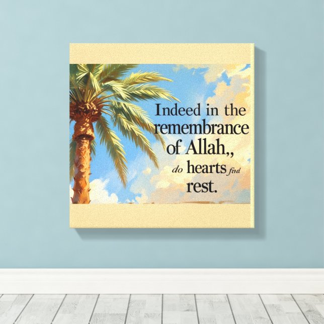 Toile Islamic Wall Art – Palm Tree with Quran Verse . (Insitu (Plancher de Bois))