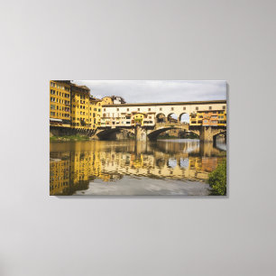 Toile Italie, Florence, reflets dans la rivière Arno