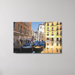 Toile Italie, Venise, gondoles amarrées le long du cana