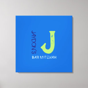 Toile J Monogram Initial Bar Bat mitzvah Sign-In Board