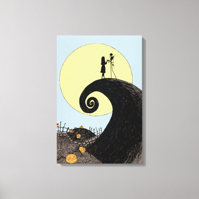 Toile Jack et Sally | Silhouette de lune (Recto)