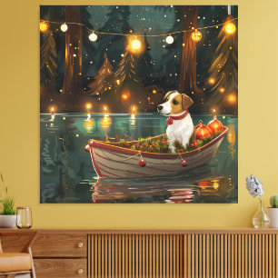 Toile Jack Russell Christmas Festive Voyage