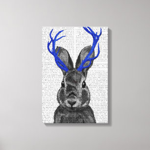 Toile Jackalope avec Antlers Bleus