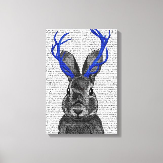 Toile Jackalope avec Antlers Bleus (Recto)